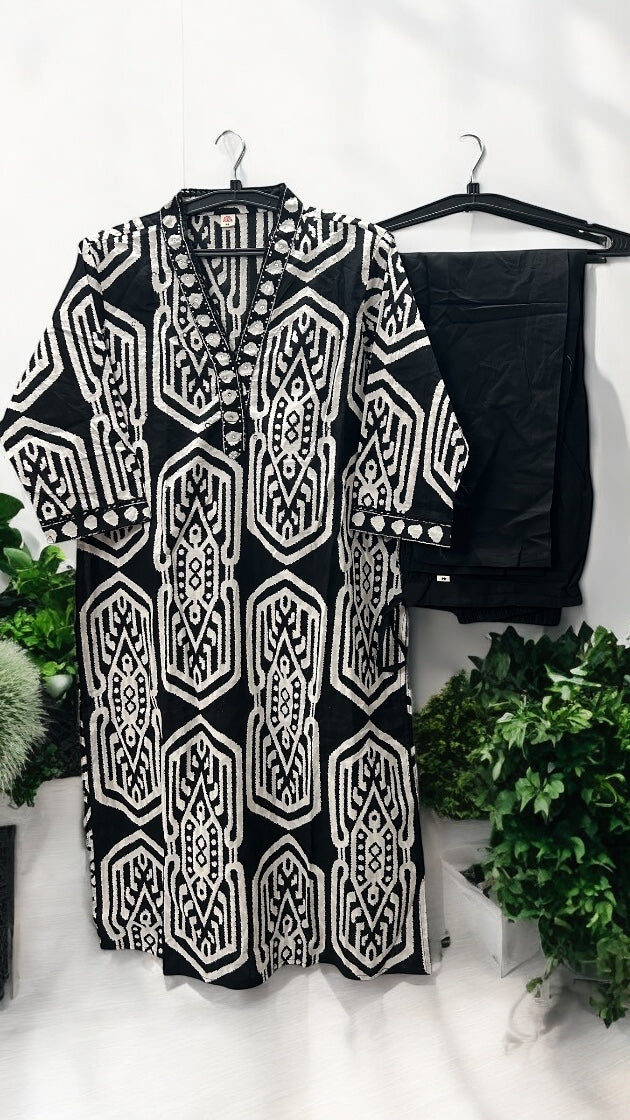 Black and White Geometric Long Co-ord