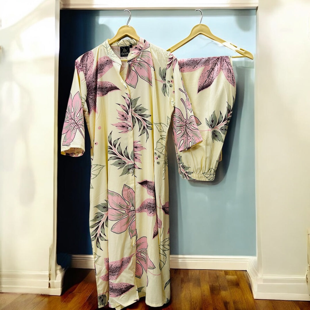Pink and Beige Floral Co-ord