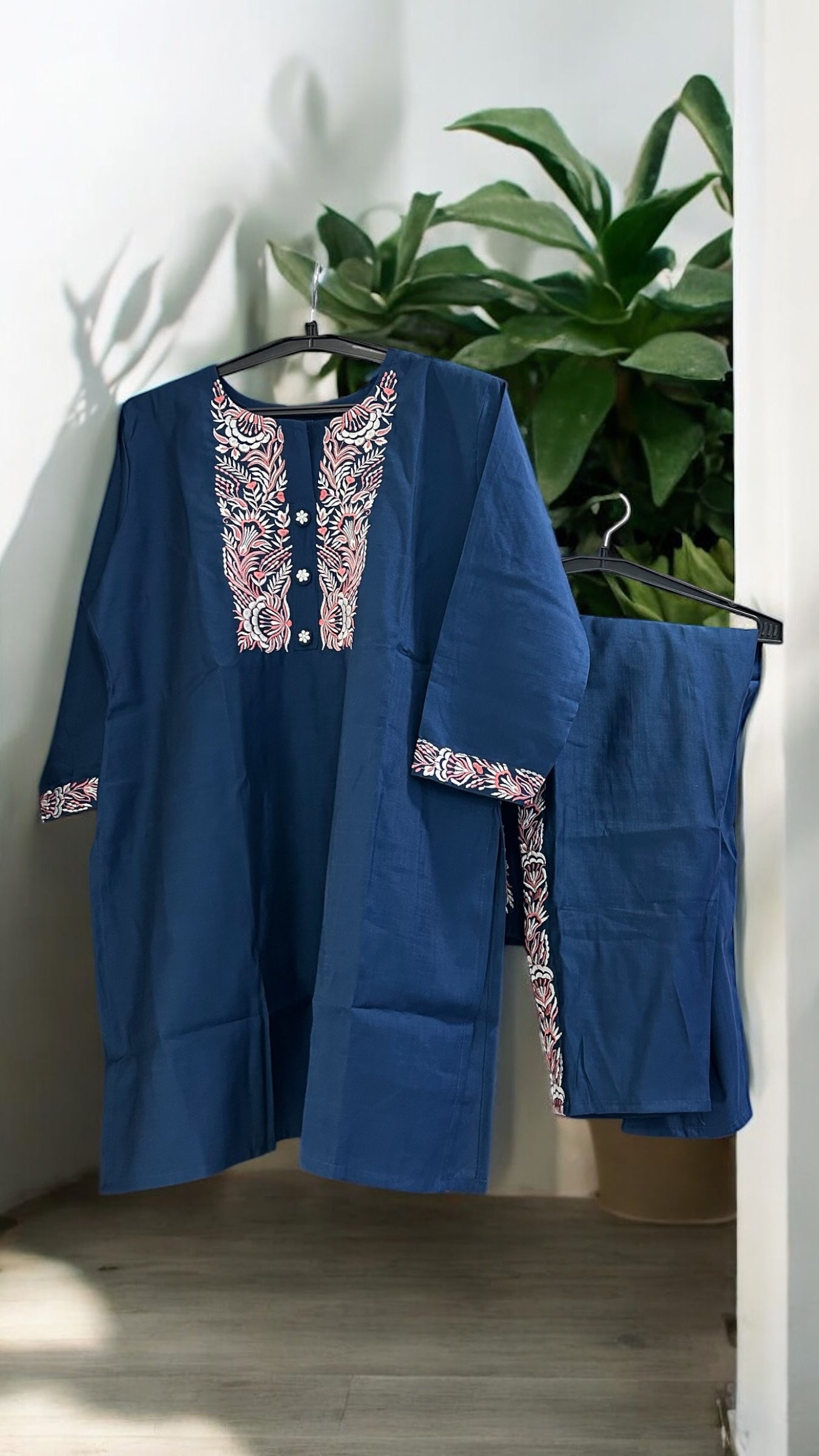 Navy Blue Embroidered Co-Ord