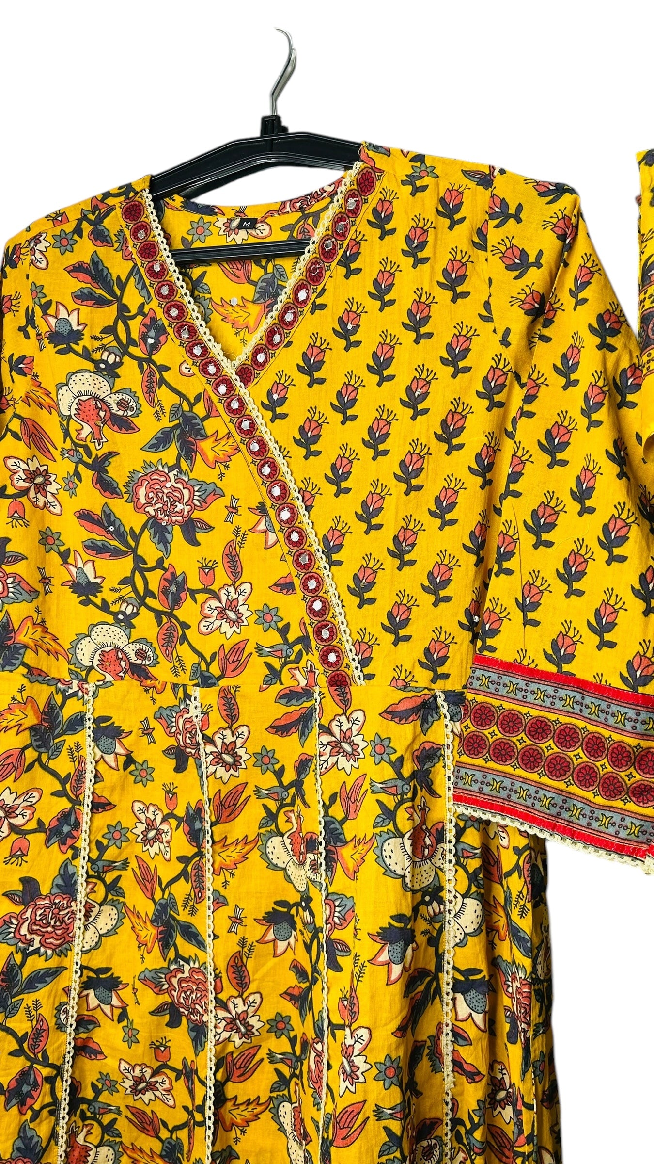 Yellow Mulcotton Angrakha Suit