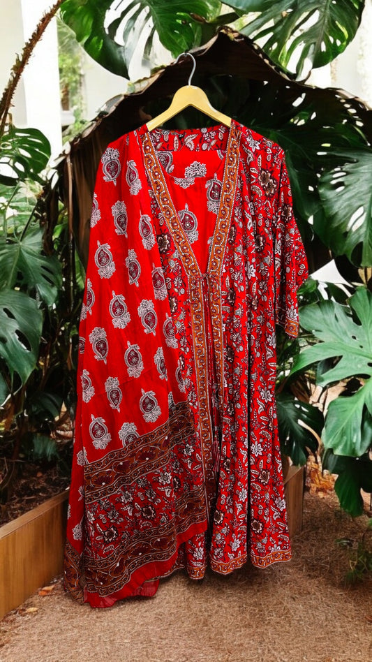 Red Floral Jacket Suit set