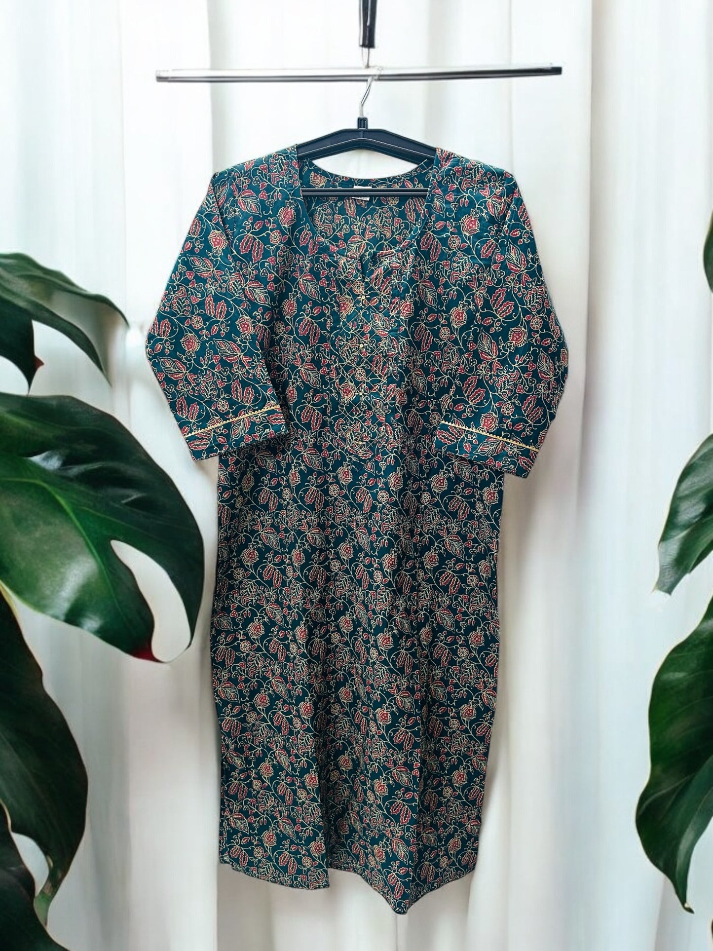 Dark Green Kurta with embroidery