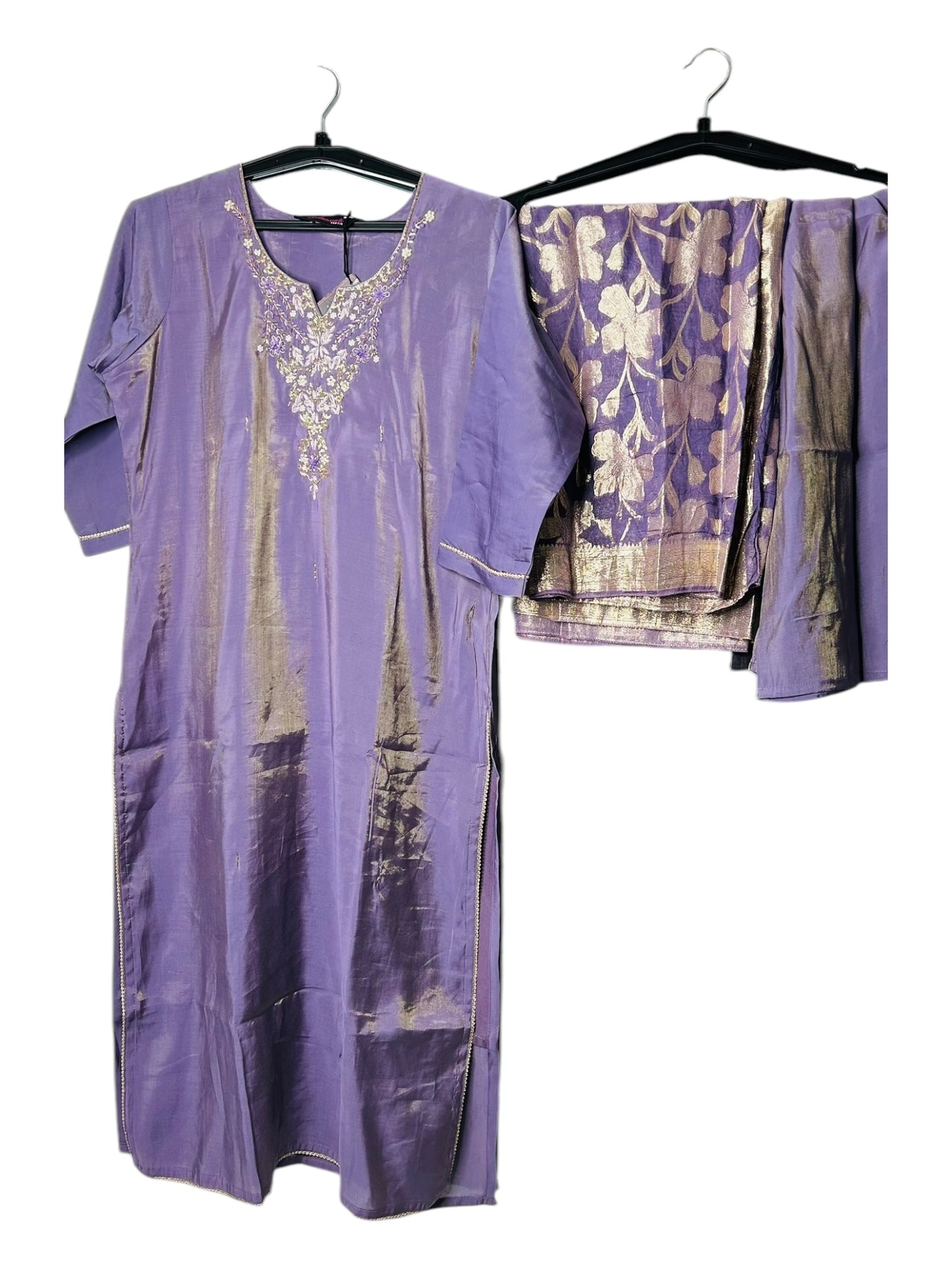 Purple Roman Silk Suit set