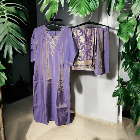 Purple Roman Silk Suit set
