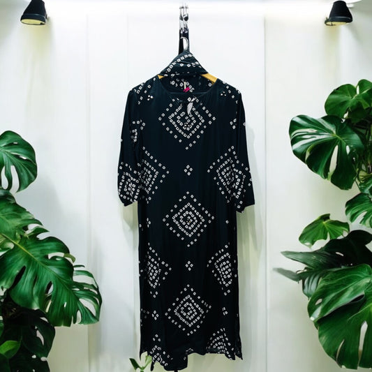 Women Black & White Printed Regular Kurta With Trousers & Dupatta